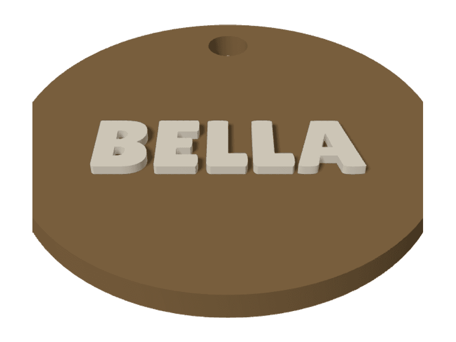 A 3D printed pet / luggage tag made with Trinketforge